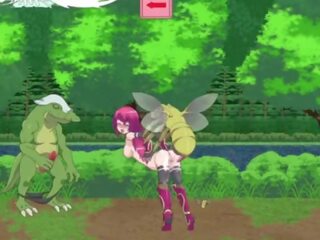 Guild meister &vert; peringkat 1 &vert; scarlet berambut anak perempuan subdued oleh lizard monsters dan bos kepada mendapatkan beliau faraj diisi dengan beban daripada air mani &vert; hentai permainan gameplay p1